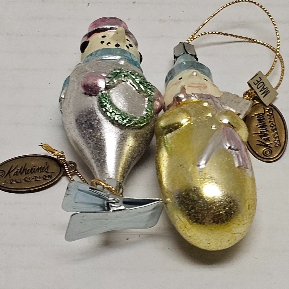 Katherine's Collection Hanging Snowman Clip Metallic Ornament Christmas Tag Fob